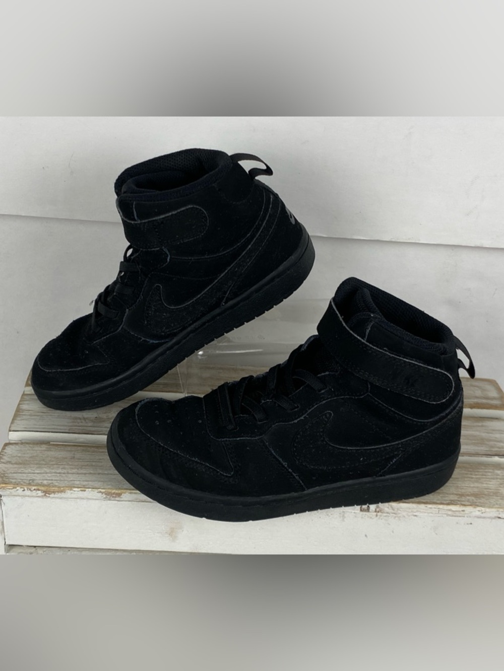Nike kids Court borough Mid 2 athletic shoes sneakers size 1.5Y black colorway - Picture 7 of 12